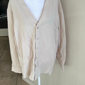 Coofandy Men’s L Button Down Cardigan Sweater Beige Lightweight Vneck Layer NWT